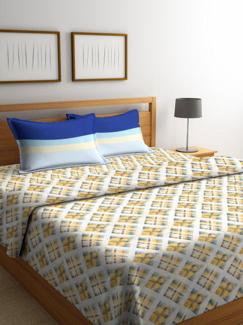 

Trident Blue & Yellow Printed Bedding Set