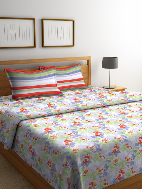 

Trident Blue & Red Floral Print Bedding Set
