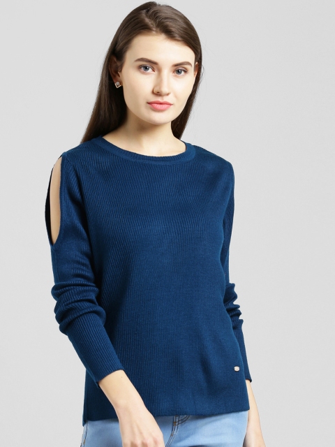 

Taanz Women Navy Blue Solid Pullover