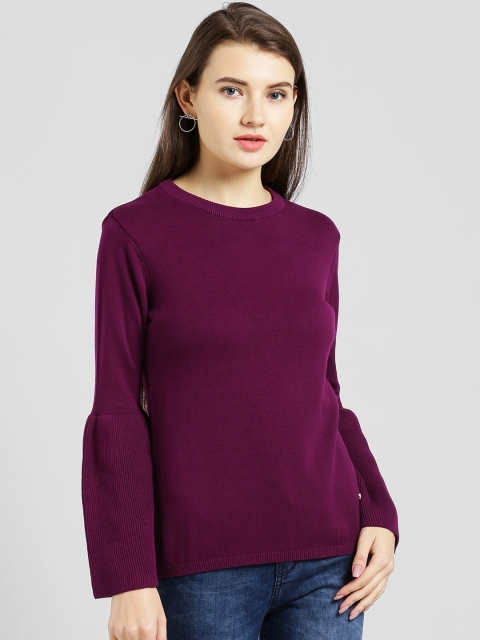 

Taanz Women Burgundy Solid Pullover