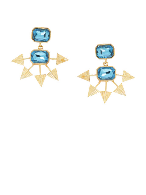 

Voylla Gold-Plated & Blue Contemporary Handcrafted Drop Earrings