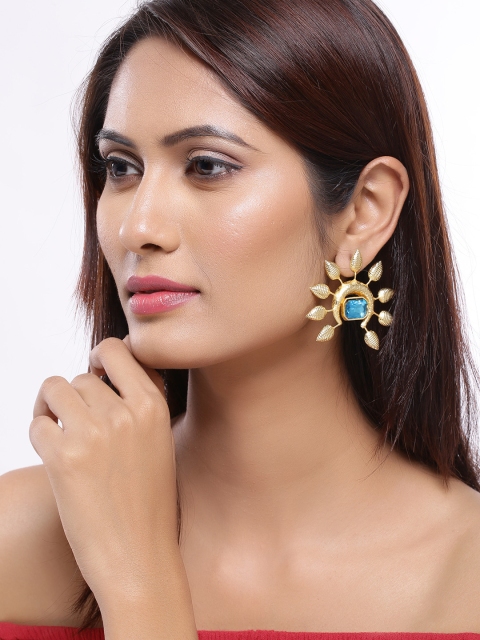 

Voylla Gold-Plated & Blue Contemporary Handcrafted Studs