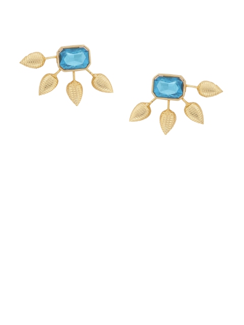 

Voylla Turquoise Blue Gold-Plated Handcrafted Leaf Shaped Studs