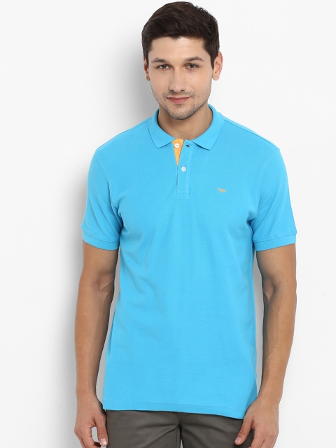 

Park Avenue Men Blue Solid Polo Collar T-shirt