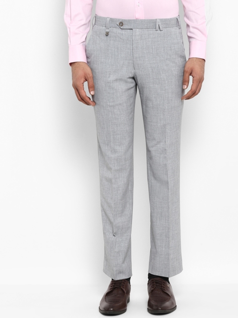 

Park Avenue Men Grey Slim Fit Self Design Formal Trousers