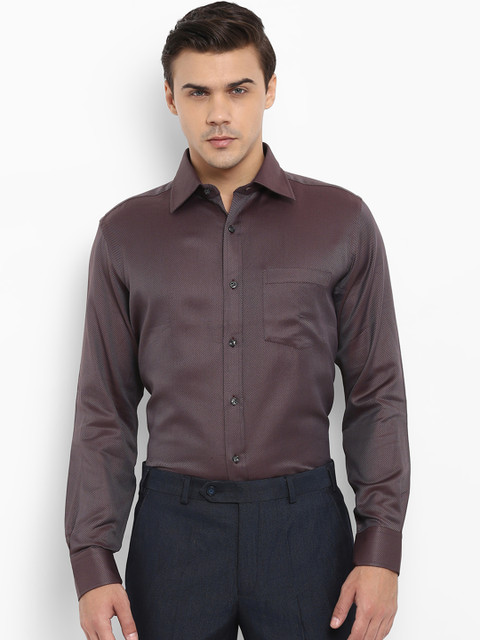 

Park Avenue Men Maroon & Silver Regular Fit Self Design Formal Shirt