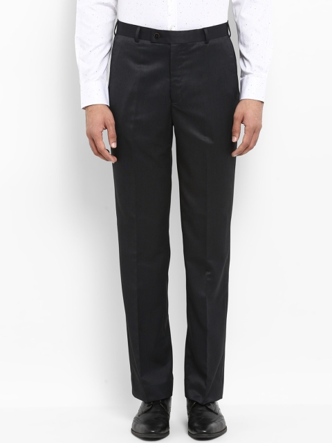 

Park Avenue Men Black Regular Fit Self Design Formal Trousers