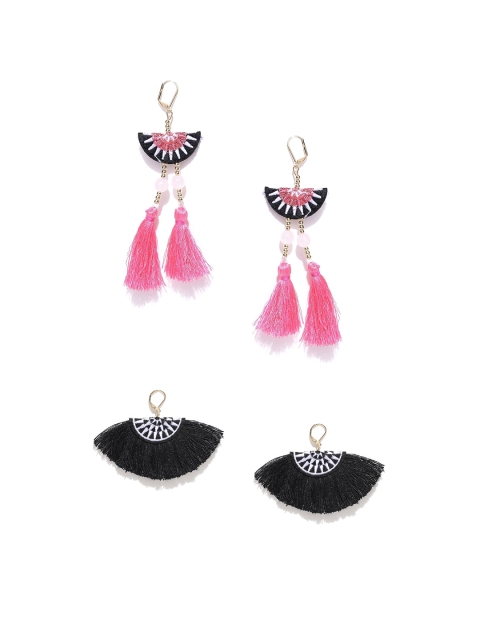 

OOMPH Gold-Toned & Black Classic Drop Earrings