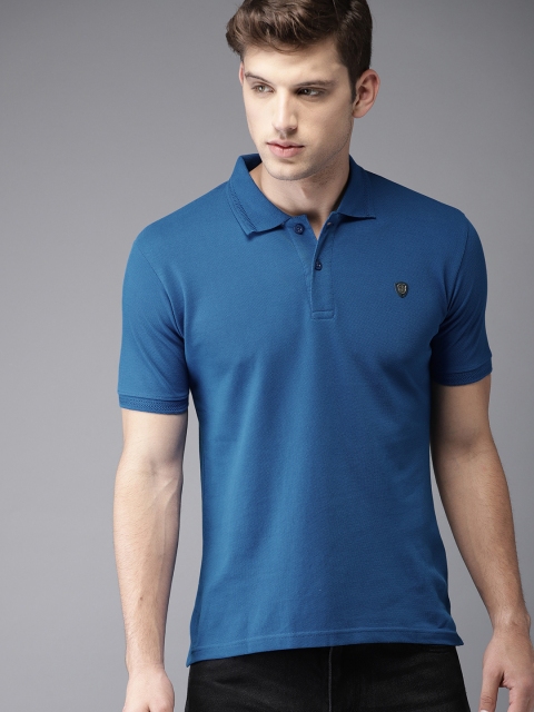 

ELABORADO Men Blue Solid Polo Collar T-shirt