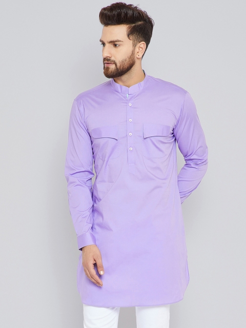 

See Designs Men Mauve Solid Straight Kurta
