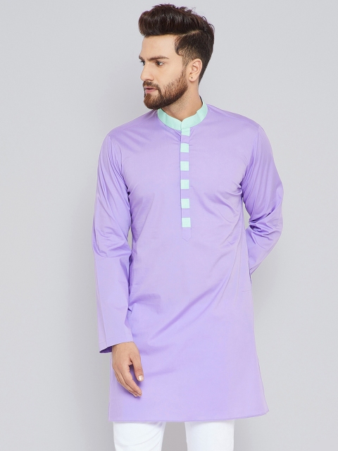 

See Designs Men Lavender Solid Straight Kurta