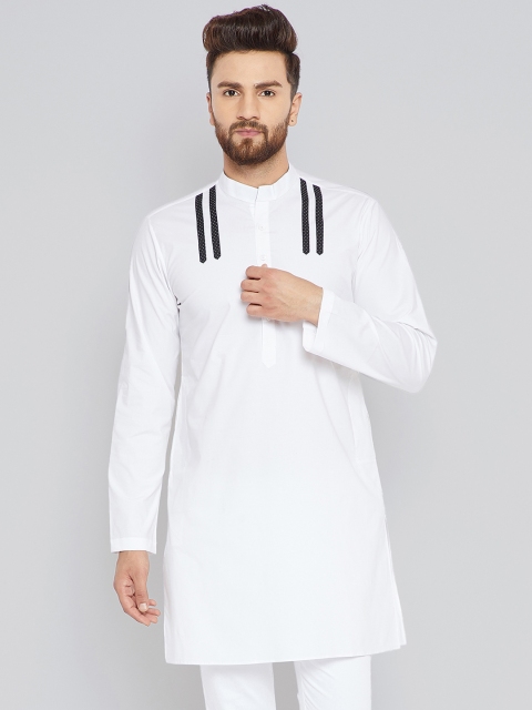 

See Designs Men White Solid Straight Kurta