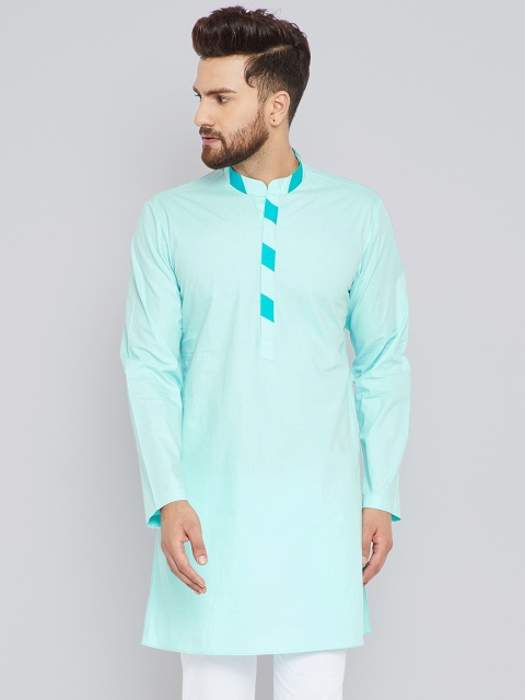 

See Designs Men Turquoise Blue Solid Straight Kurta