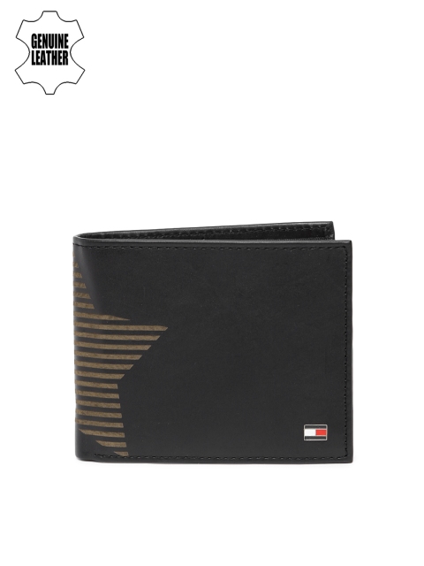 

Tommy Hilfiger Men Black Printed Two Fold Leather Wallet