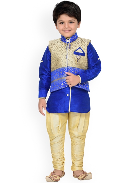 

Aj DEZInES Boys Blue & Beige Solid Kurta with Churidar