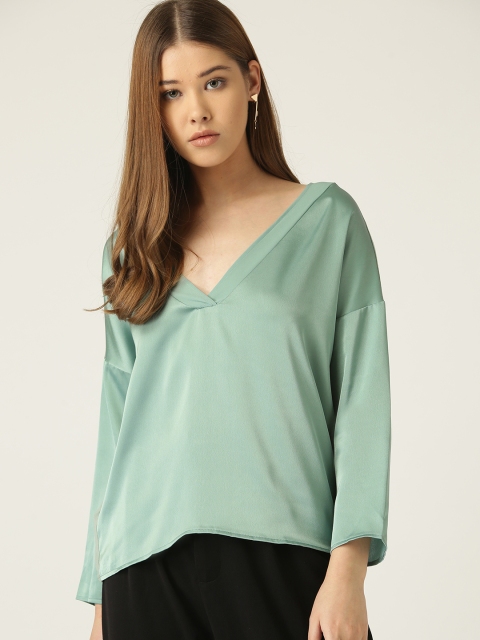 

MANGO Women Green Solid Top