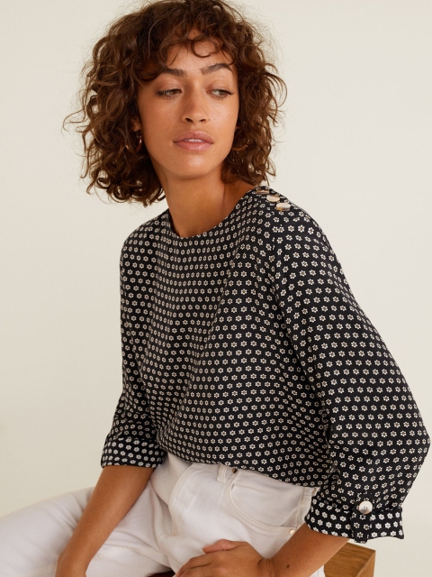 

MANGO Women Black Printed Top