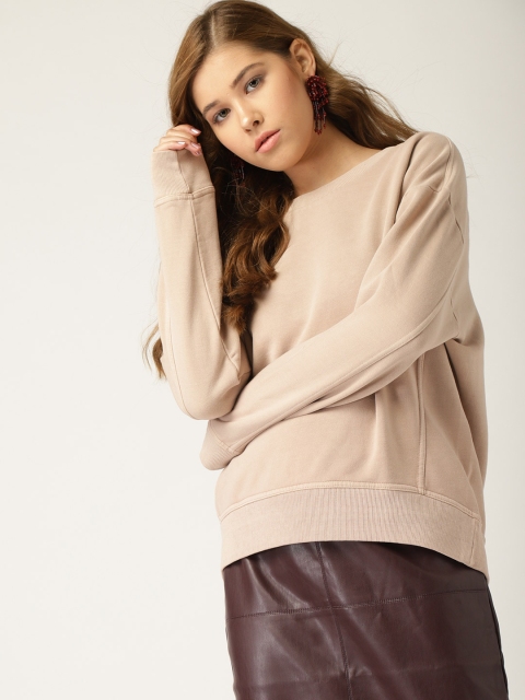 

MANGO Women Beige Solid Sweatshirt