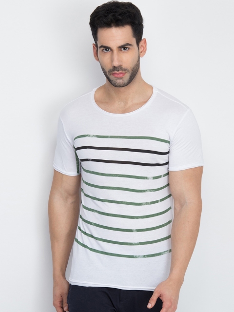 

Antony Morato Men White Striped Round Neck T-shirt