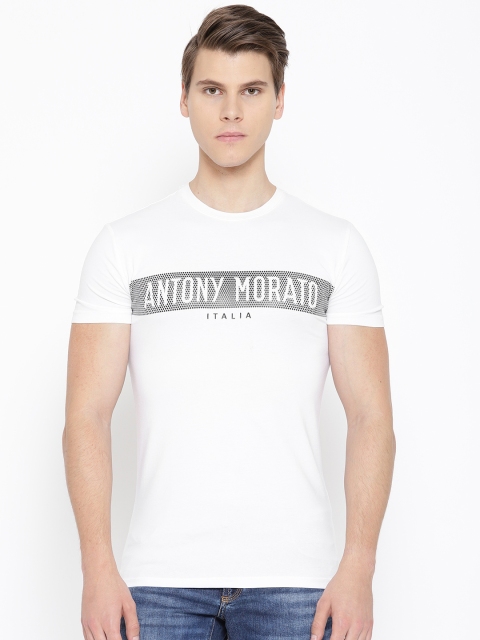 

Antony Morato Men White Printed Round Neck T-shirt