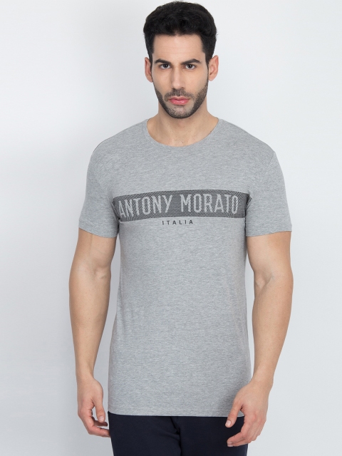 

Antony Morato Men Grey Printed Round Neck T-shirt