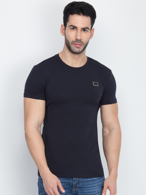 

Antony Morato Men Navy Blue Solid Round Neck T-shirt