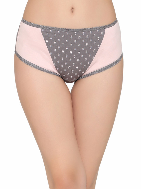 

Clovia Women Grey & Pink Printed Hipster Brief PN2633P05XL