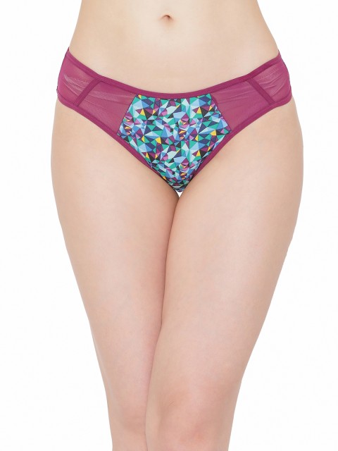 

Clovia Women Purple & Multicoloured Printed Bikini Briefs PN2648P12