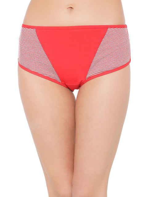 

Clovia Women Red & White Printed Mid Waist Hipster Briefs PN2675P04XL