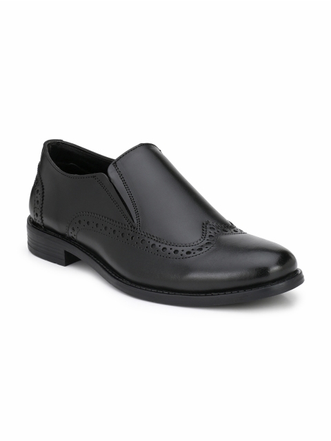 

SADDLE & BARNES Men Black Leather Formal Slip-On Brogues