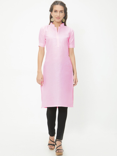 

Satrani Women Pink Solid Straight Kurta