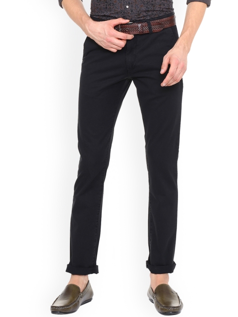 

Peter England Men Black Slim Fit Solid Chinos