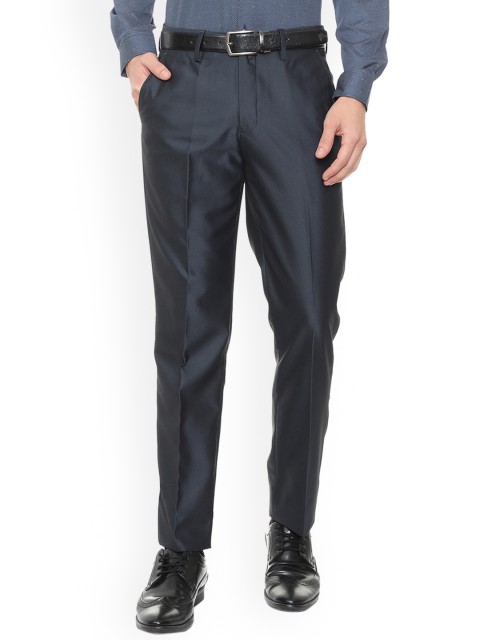 

Peter England Men Navy Blue Slim Fit Solid Formal Trousers