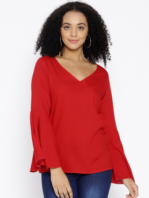 

U&F Women Red Solid Top