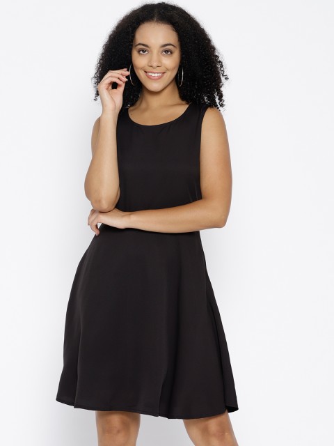 

U&F Women Black Solid Fit and Flare Dress