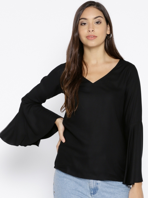 

U&F Women Black Solid Top