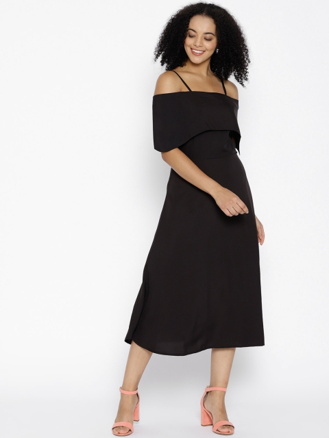 

U&F Women Black Solid Fit and Flare Dress