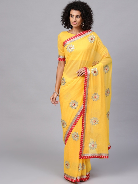 

Saree mall Yellow Embellished Saree