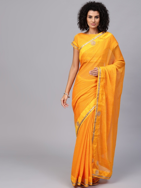 

Saree mall Yellow Solid Banarasi Saree