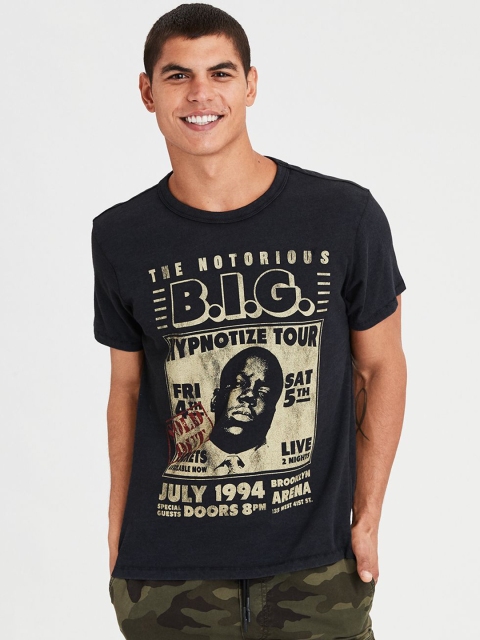 

AMERICAN EAGLE OUTFITTERS Men Black Printed Round Neck T-shirt