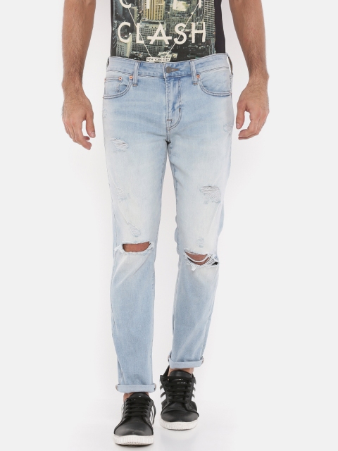 

AMERICAN EAGLE OUTFITTERS Men Blue Slim Fit Mid-Rise Slash Knee Jeans