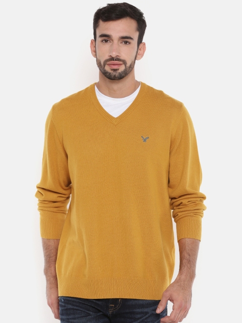 

AMERICAN EAGLE OUTFITTERS Men Mustard Solid Pullover