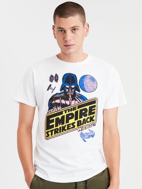 

AMERICAN EAGLE OUTFITTERS Men White Printed Round Neck T-shirt