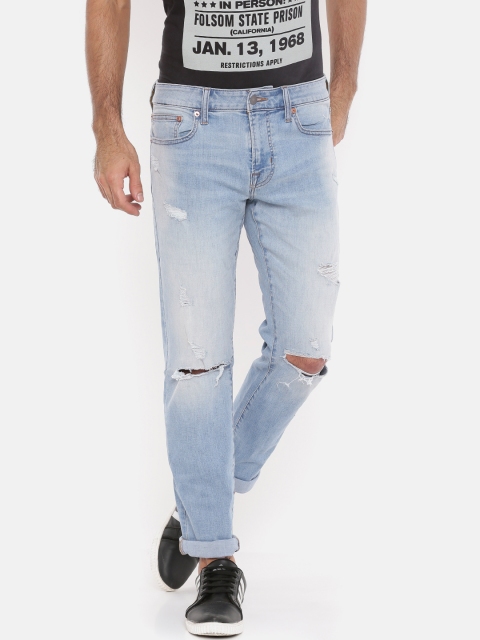 

AMERICAN EAGLE OUTFITTERS Men Blue Slim Fit Mid-Rise Slash Knee Jeans