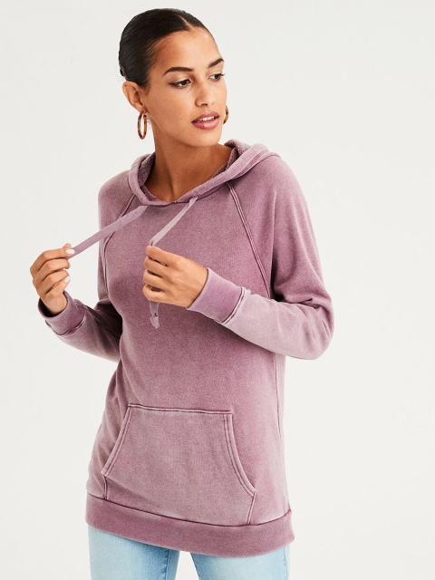 

AMERICAN EAGLE OUTFITTERS Women Mauve Solid Sweatshirt