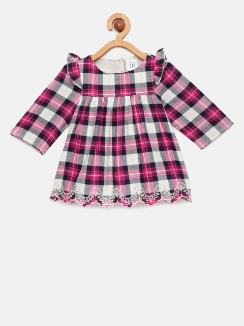 

GAP Baby Girls' Plaid Ruffle Eyelet Dress, Navy blue