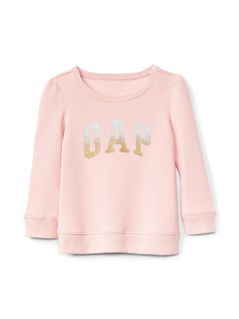

GAP Baby Girls Pink Ombre Glitter Logo Pullover