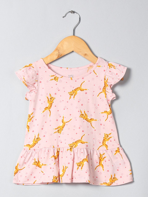 

GAP Girls Pink & Yellow Print Peplum T-Shirt