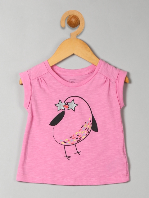 

GAP Baby Girls' Pink Shirred Graphic Tee, Beige