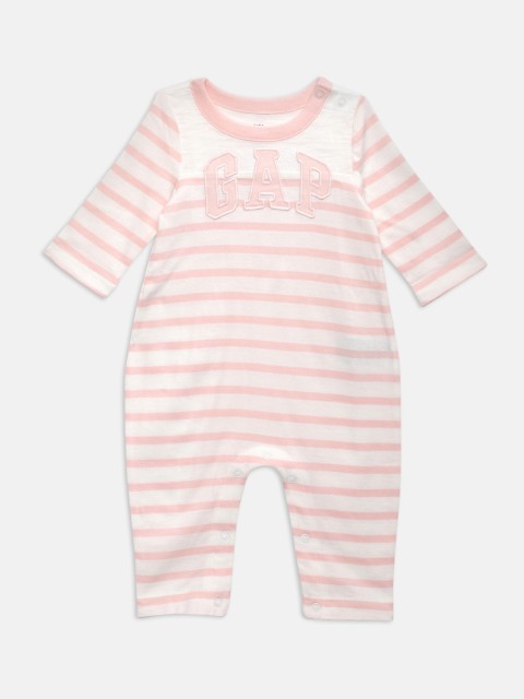 

GAP Baby Girls' Logo Striped Romper, Pink